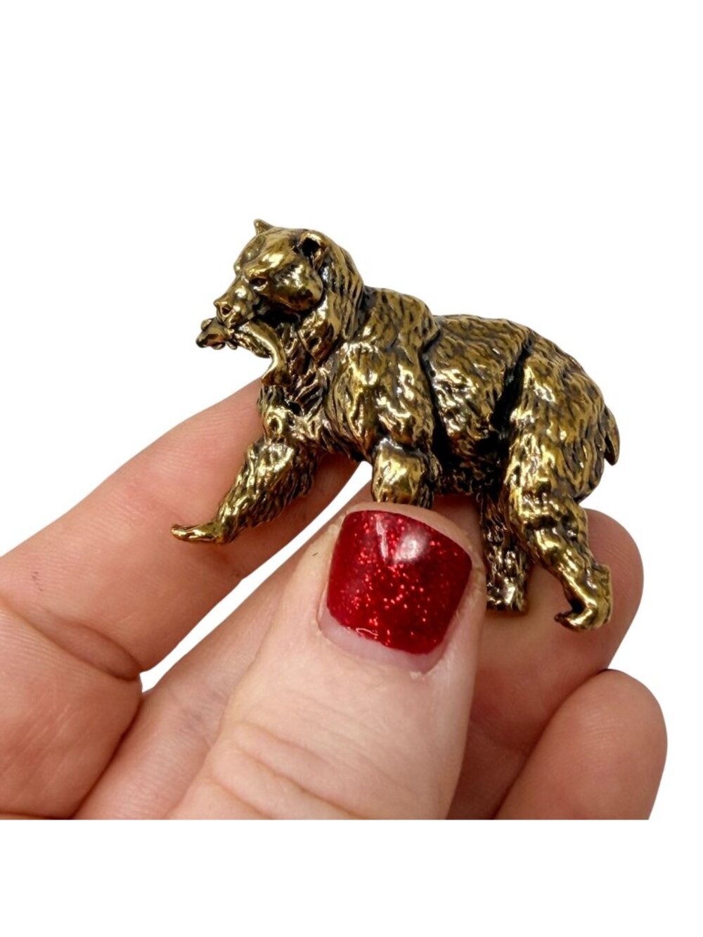 Brass Bear Spirit‎ Animal Figurine Strength Protection Grounding Altar Totem